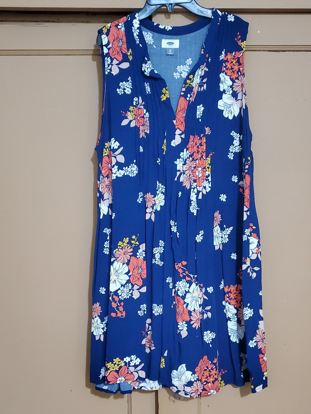 Old Navy Navy Floral Sleeveless A-Line Dress